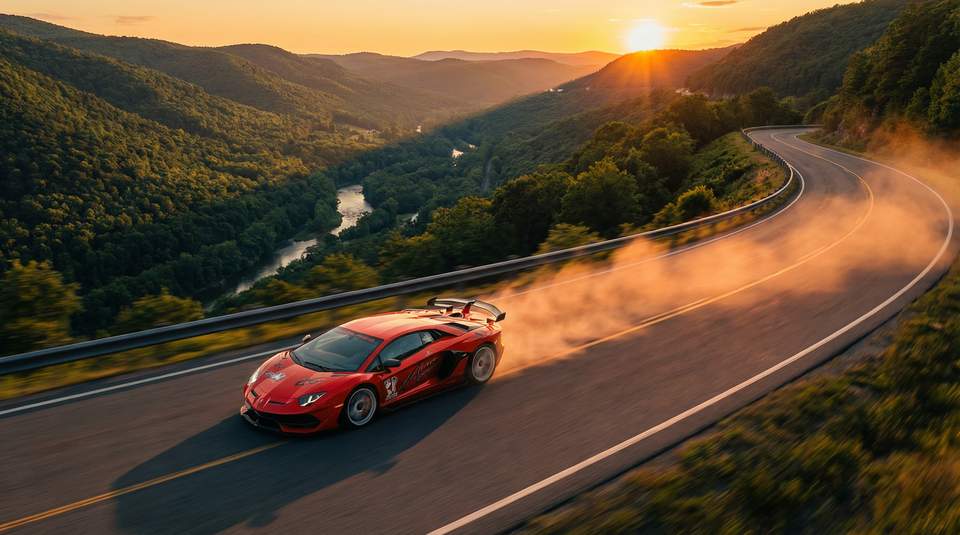 茄子视频视频：红色Aventador SVJ山路激驾